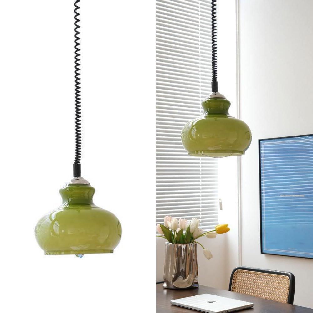 LYMSXAZOU 60" Adjustable Green/White s nt Light Modern Minimalist Sle Iron Fixture Ideal for High Ceilings in Bedroom & Study Room Solut