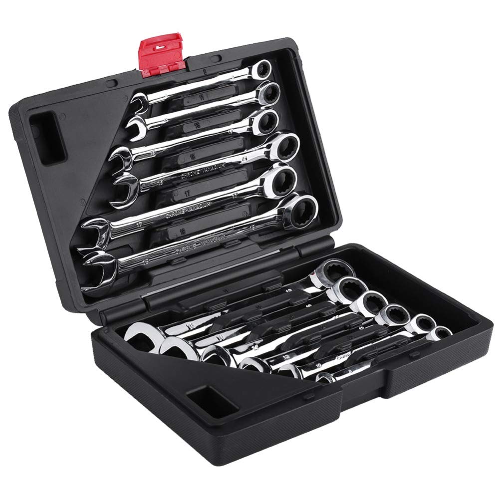 Llaves Fijas Con Carraca Juego de llaves de trinquete Plum Blossom Llave de combinación abierta Llave de trinquete doble rápida de dos vías Herramientas de reparación de automóviles Llave Carraca ( Co