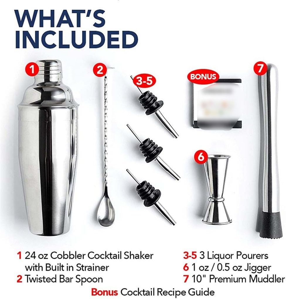 750ml Stainless Steel Cocktail Shaker Set 7-piece Drink Making Tool