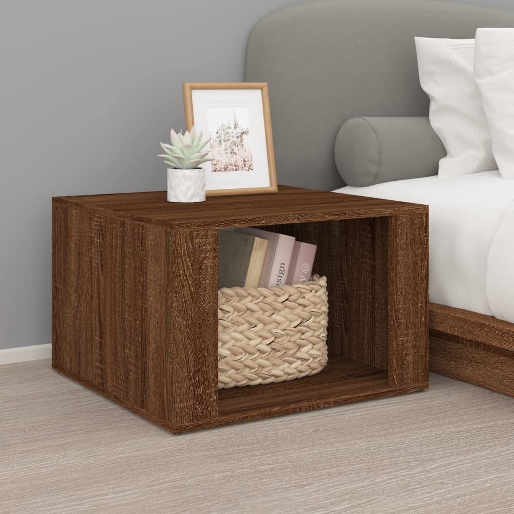 Table de chevet en chêne marron pour ranger et désencombrer votre chambre