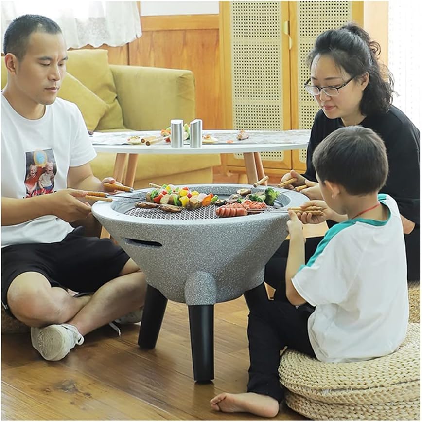 Outdoor Fire Pit Portable Garden Wood Burning Fire Pit, Outdoor Fire Bowl with Grill and Lid, Garden Barbecue Party Heater, 39cm/15.4"