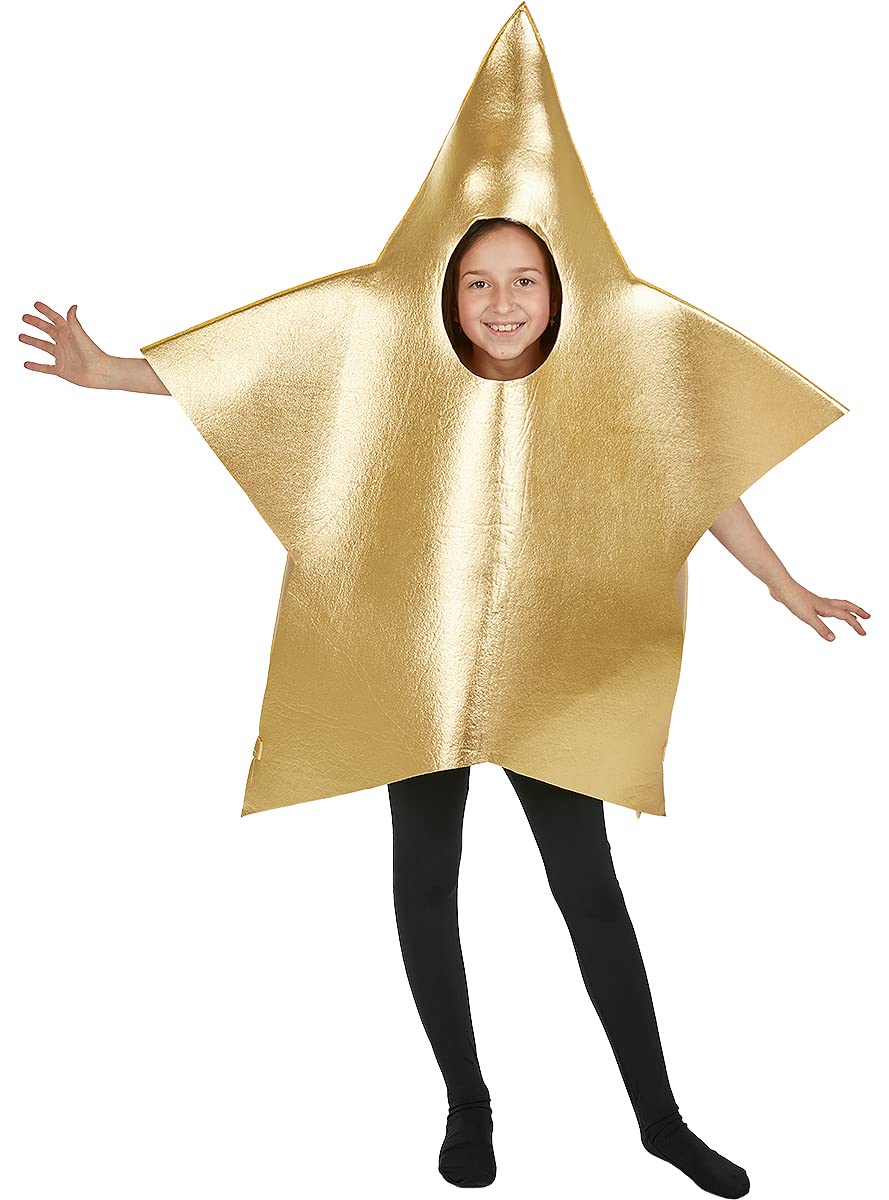 I LOVE FANCY DRESS - Kerstkostuum voor volwassenen, sterrenkostuum, groot, goudkleurig, met gaten voor gezicht en arm, unisex, voor heren en dames