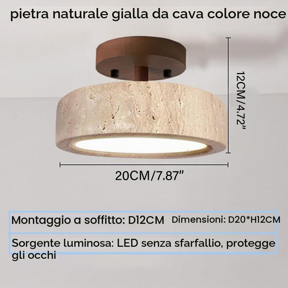 Plafoniera in Pietra Naturale Plafoniere Travertino Giallo Kampada da Soffitto Stile Giapponese per Camera da Letto Corridoio Cucina Ingresso,N2