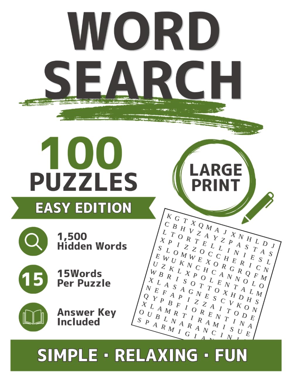 Easy Word Search Puzzle Book: 100 Fun Puzzles with 1500 Hidden Words for Adults, Seniors & Teens (Word Search Puzzles for Adults)