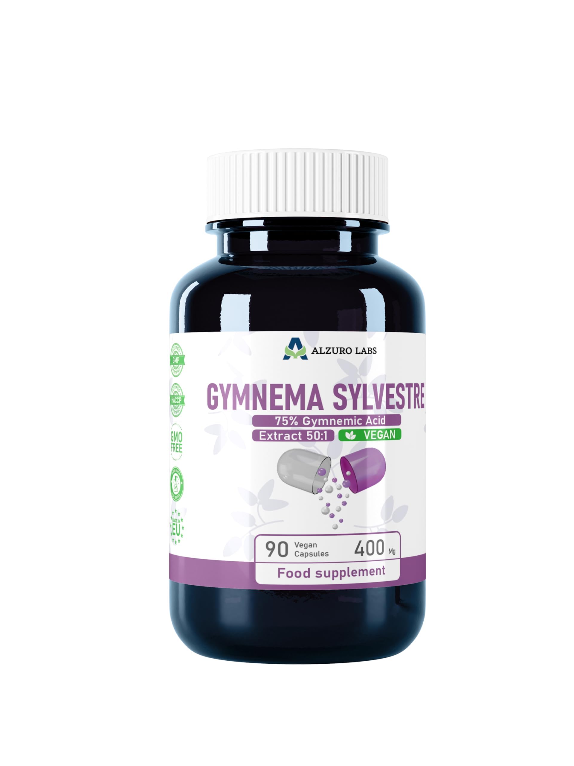 Gymnema Sylvestre | 20,000mg | Estratto 50:1 (400mg) (75% Acido Gymnemico) | 90 Capsule Vegane | GMP & Testato da Laboratorio Indipendente