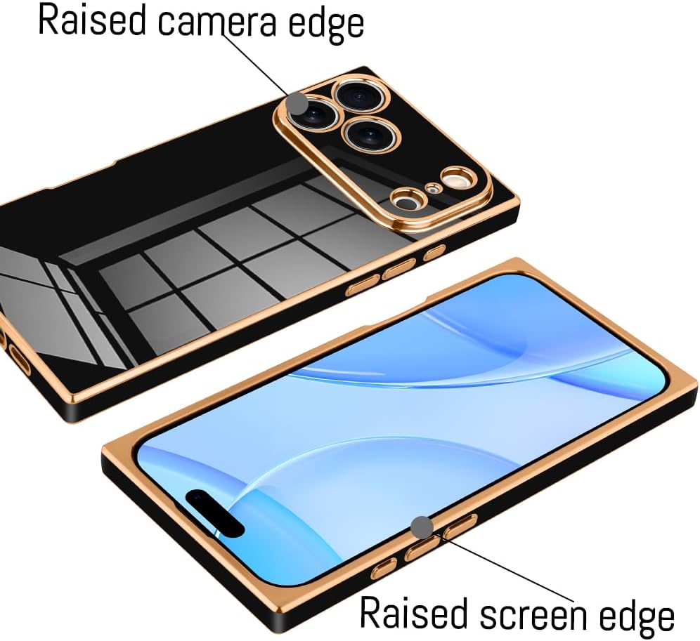 KANGHAR Case Compatible with iPhone 17 Pro Max Luxury Cute Plating Design Case Full-Body Anti-Scratch Shockproof Bumper Protective Cover Designed for iPhone 17 Pro Max 6.9 Inch Black - Image 3