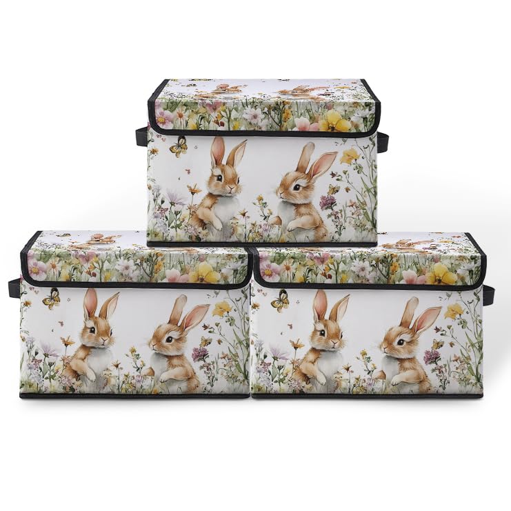 Image of Stackable Clothes Storage Bins with Lids 3 Pack. | Closet Organizers Fabric Cat Printing Box for Home and Office,Blanket Clothes Organizers,Under Bed Storage Containers