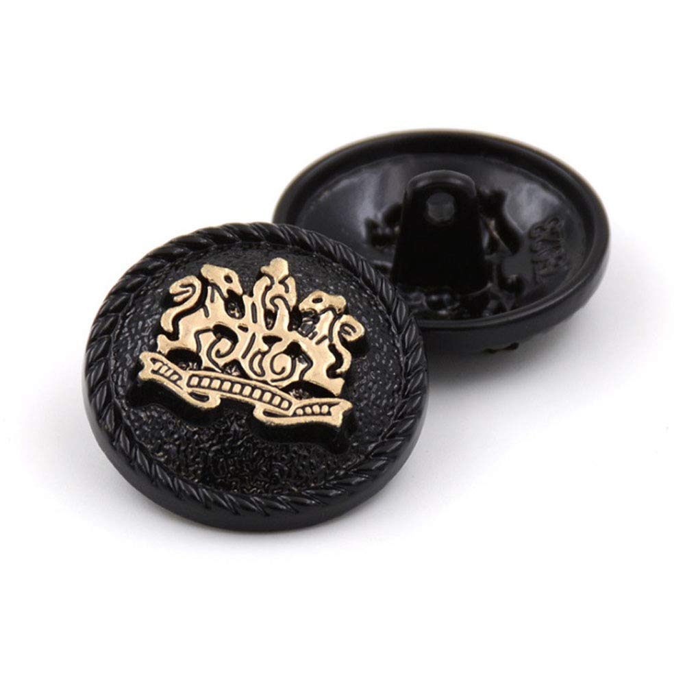 Bestowal Black 10Pcs Clothes Buttons - Fashion Sewing Button Round Shaped Metal Button Set For Blazer, Coat, Uniform, Shirt, Suit And Jacket (, 15Mm)