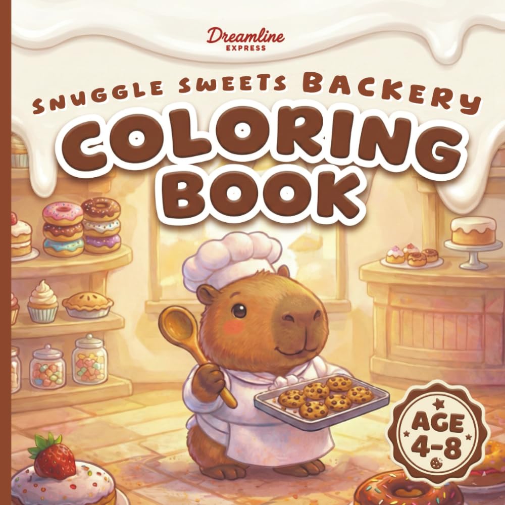 Snuggle Sweets Bakery: A Kawaii Food Coloring Book Filled with Cute Treats & Cozy Animal Friends (Ages 4–8)