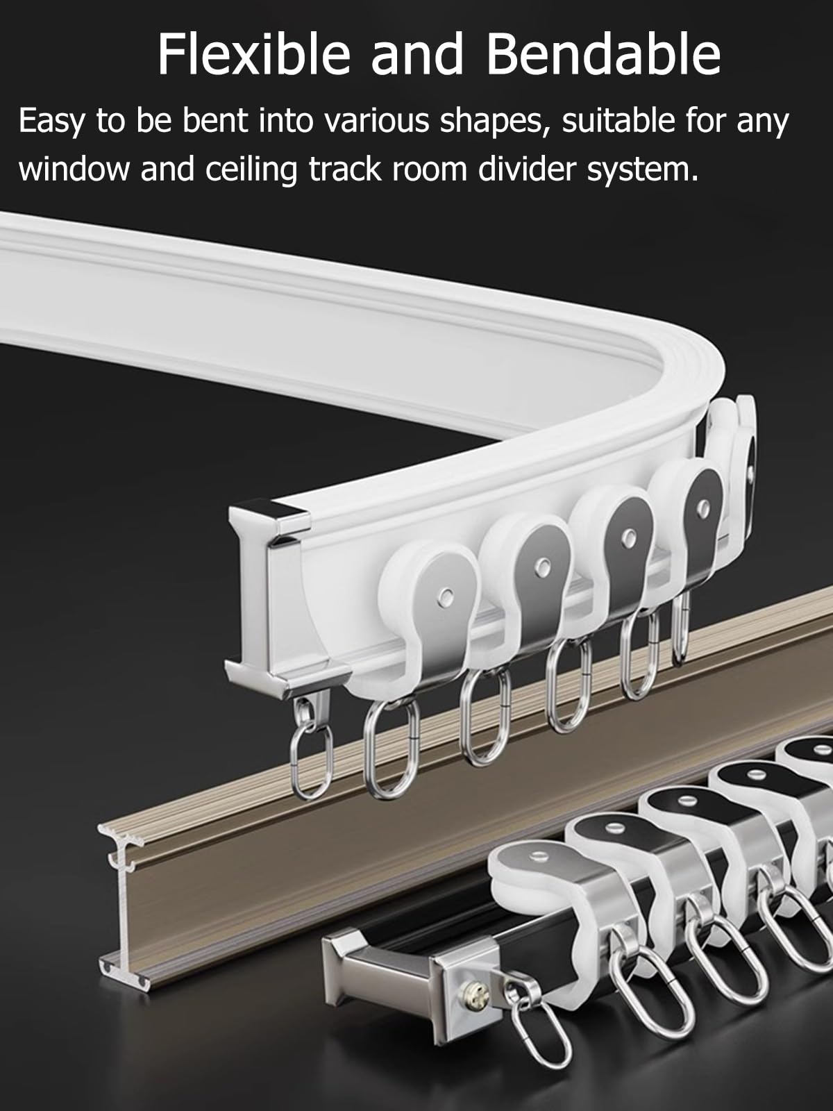 Sistema de riel de Cortina Flexible Blanco, rieles de Cortina deslizantes comerciales para dormitorios, ventanales y hospitales, Barra de Cortina de Ducha (Montaje en Pared: 11 m/36 pies