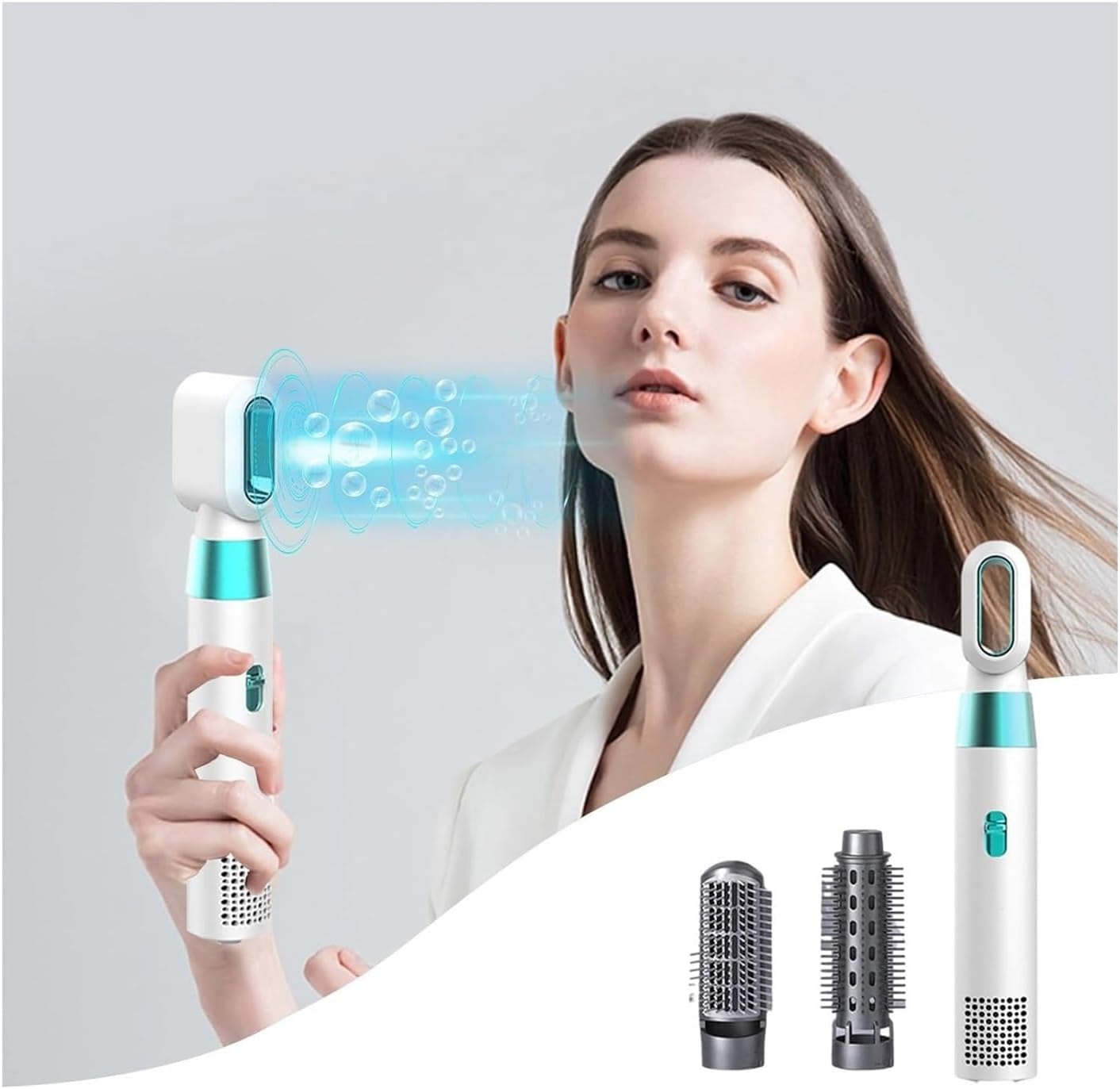 Oxlaser Electric Hair Dryer, Hot Heated Hair Comb, Dry and Wet Hair Brush Curler, Wet and Dry Hair Brush Curler,3 in 1 Electric Hair Dryer (Color : Green)
