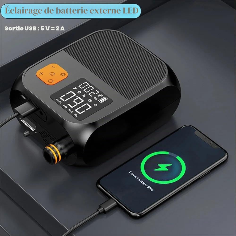 Pompe Paddle Electrique,Pompe à Air Rechargeable 120 l/Min,Pompe à Air Portable Sup,USB Ports LED Lumières,Gonflage à Deux étapes,Convient pour Kayaks,Voiles et Appareils