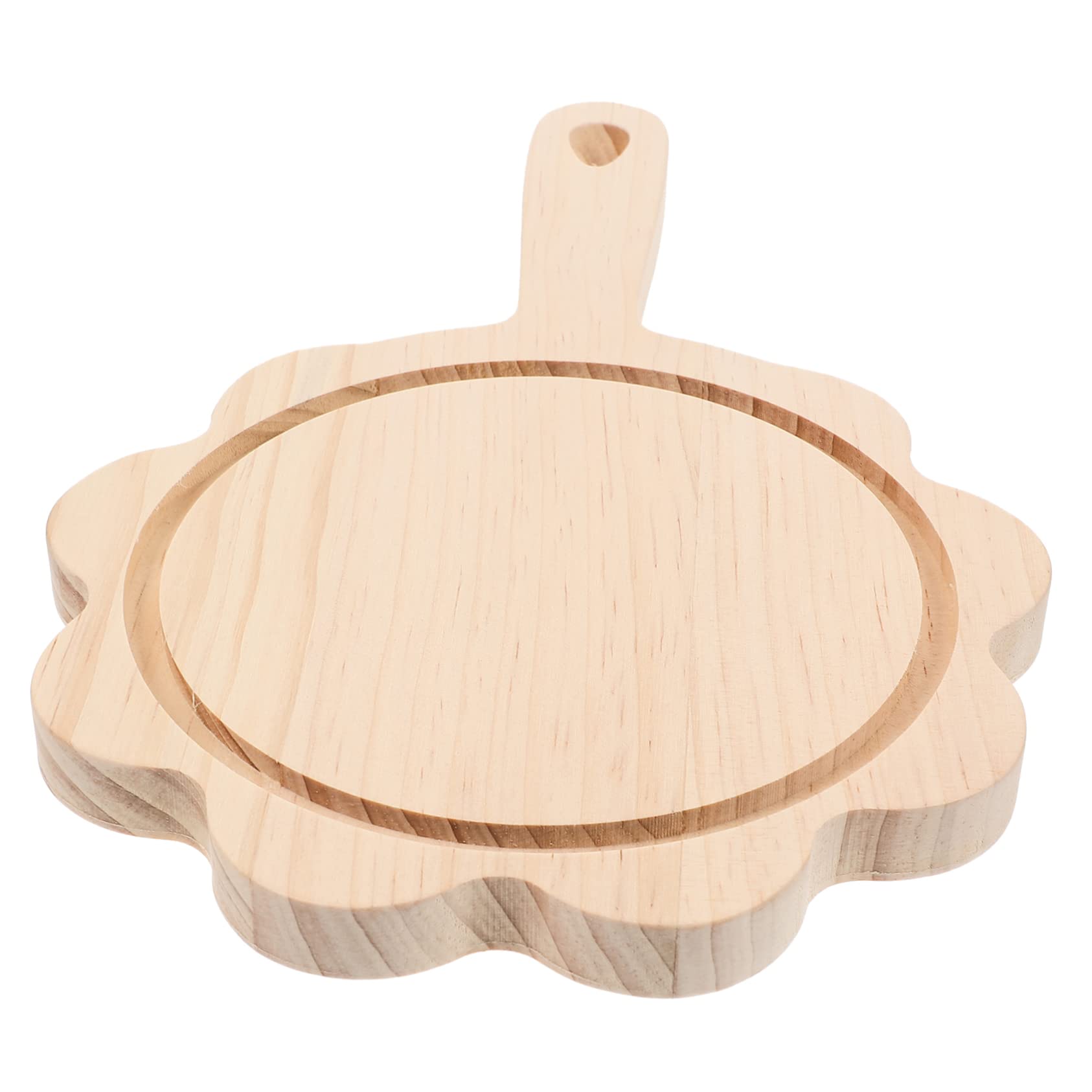 PRETYZOOM Wooden Pizza Board Handle Round Cheese Serving Tray Multipurpose Food Serving Plate Oven Safe for Snacks
