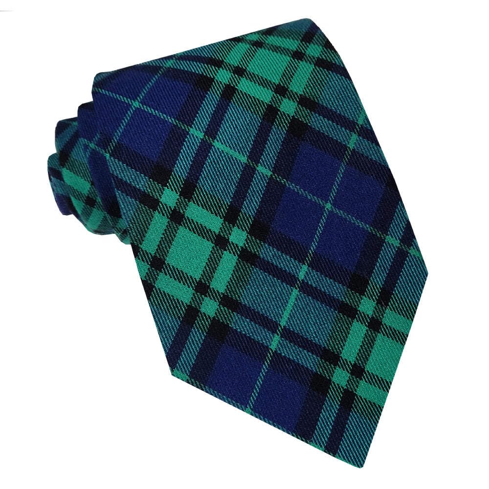 Texture Ties Men's Black Watch Tartan Plaid Tie