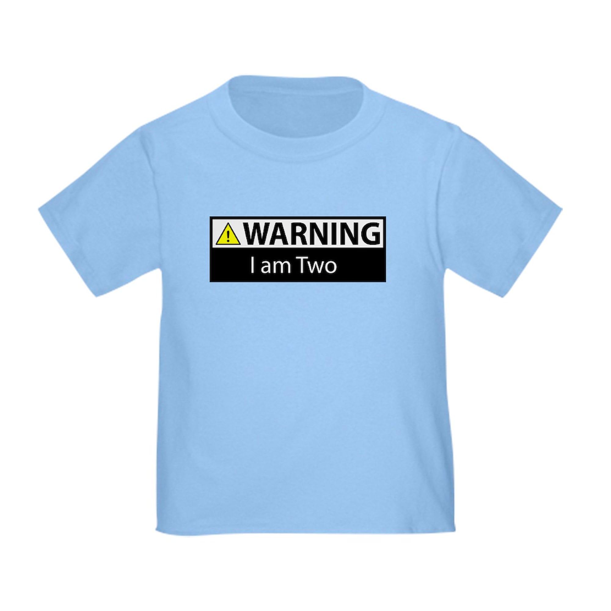 CafePress Warning I Am Two Toddler T Shirt Toddler Graphic Tee, 100% Cotton Baby Blue