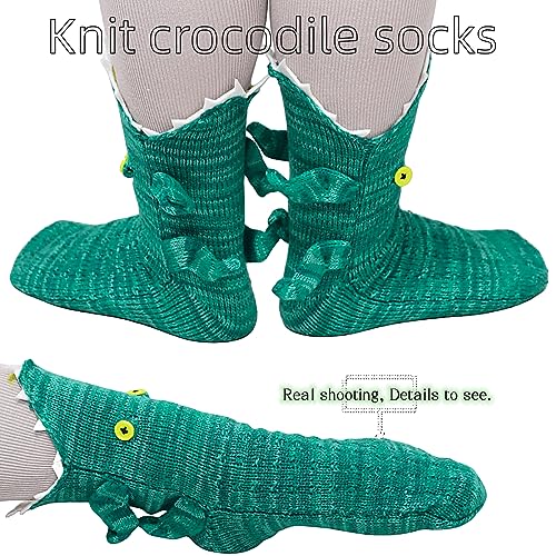 Image of LOLAT Novelty Animal Socks Knit Shark T-Rex Dinosaur Alligator Croc Sock for Christmas Gifts Creative Home Warm
