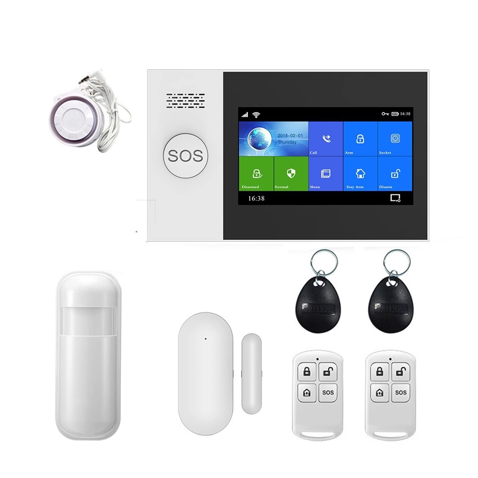 CUDTAPI Wireless GSM Home Security Alarm System Smoke Detector Burglar With Motion Sensor For Tuya SmartLife APP(A)