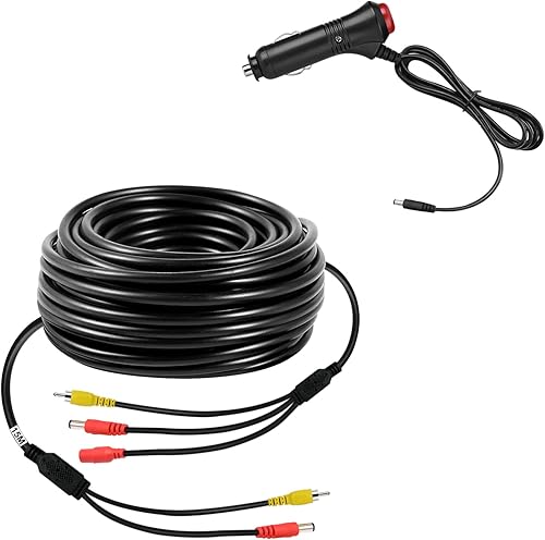 Kit de fuente de alimentación para encendedor de cigarrillos de 12 V24 V para cámara de visión trasera y monitor con cable de extensión de conexión