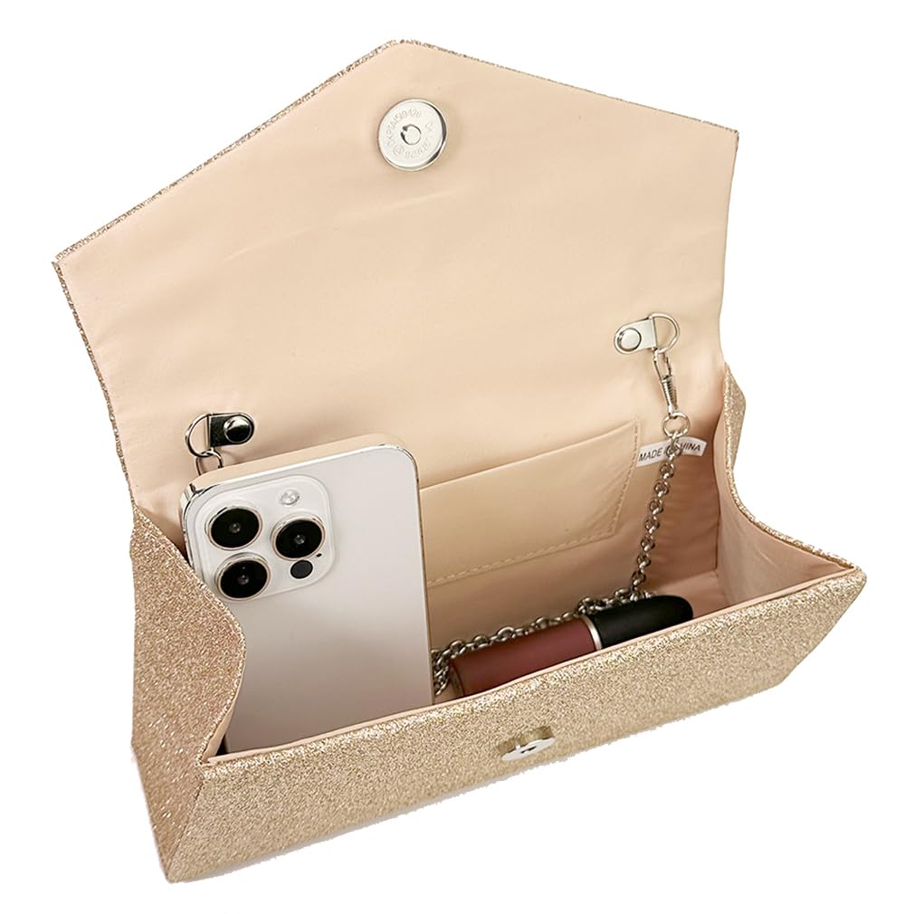 Trisapu Womens Evening Bag Sparkly Bow Clutch Purse Wedding Party Purses Glitter Rhinestone Cocktail Prom Handbags: Gold