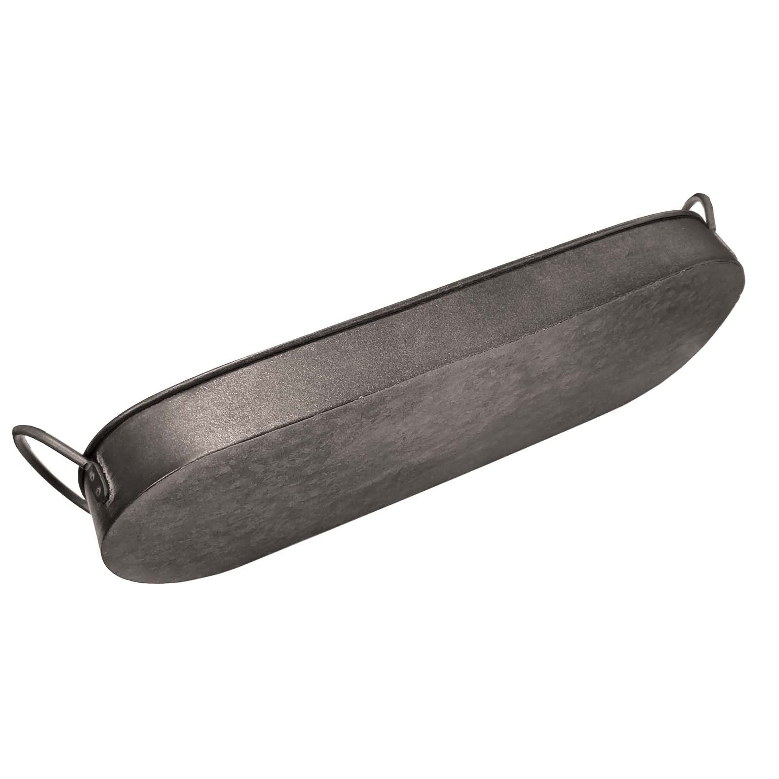 Rustic Metal Decor Galvanized Centerpiece Oval Tray Set - 2 Pcs, 35 x 13cm, 30 x 12cm Shabby Chic Farmhouse Style - Image 3