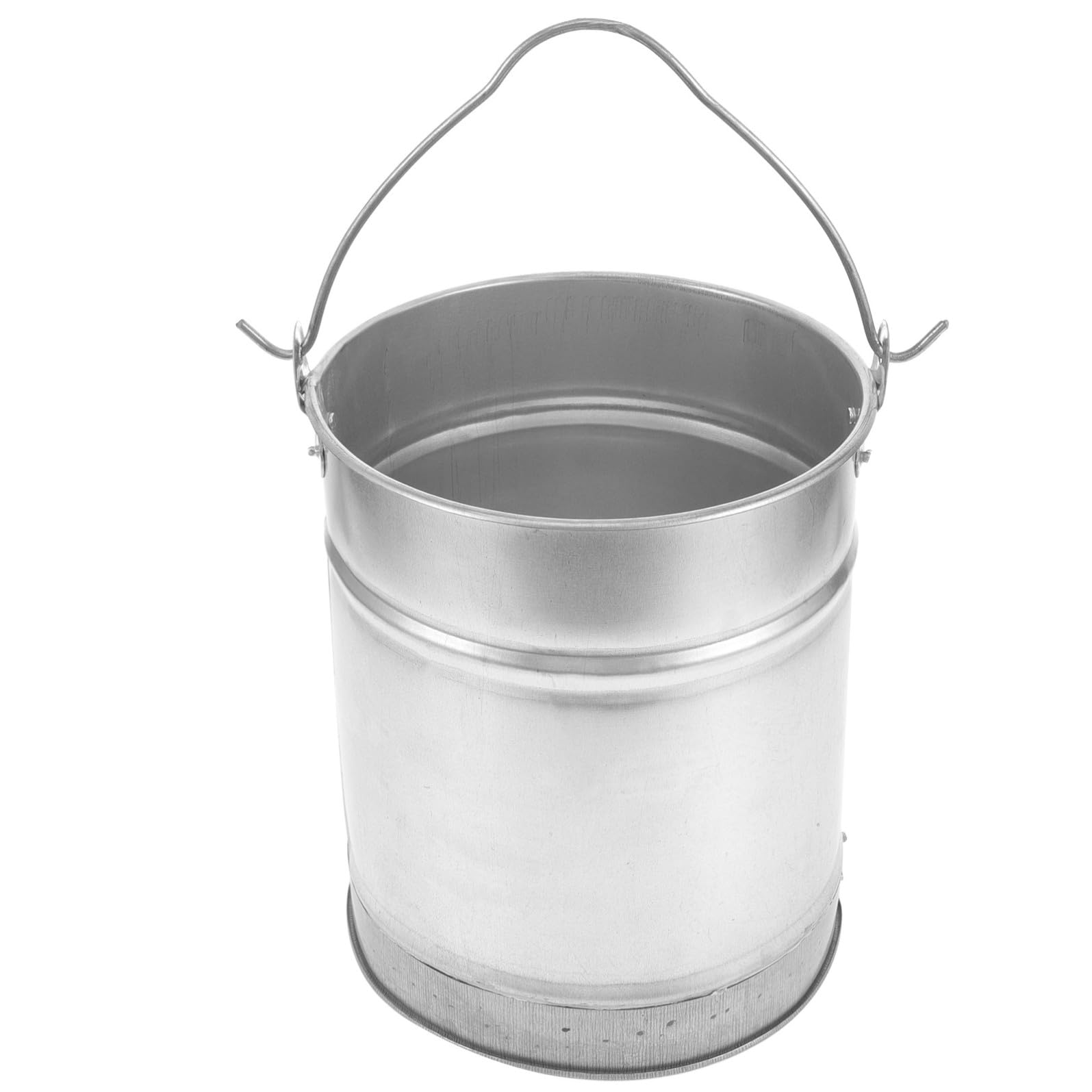 Secchio D'acqua in Ferro Argento da 5l Manico, Resistente e Facile da Lavare, Contenitore Versatile per Uso Domestico e Agricolo