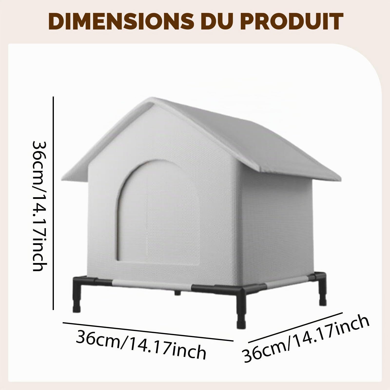 Gralara Niche pour Chat Extérieur avec avec Pieds Surélevés, Niche Isotherme Imperméable et Résistant au Vent pour Hiver, Abri pour Chats Errants et Petits Chiens, M