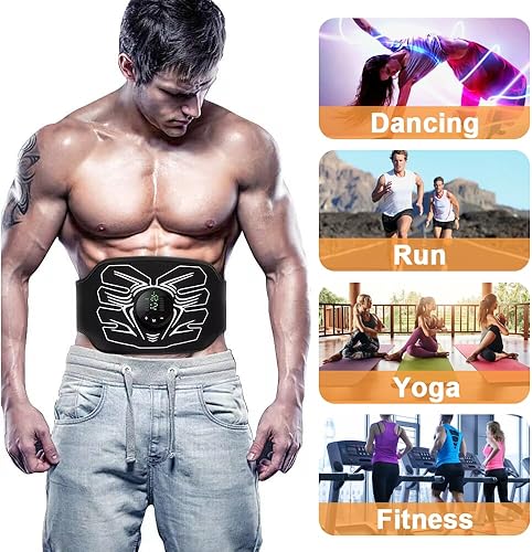 Miniatura 3 de Estimulador de abdominales, tóner de músculo abdominal EMS portátil para fitness en casa y oficina, entrenamiento de fuerza, color negro