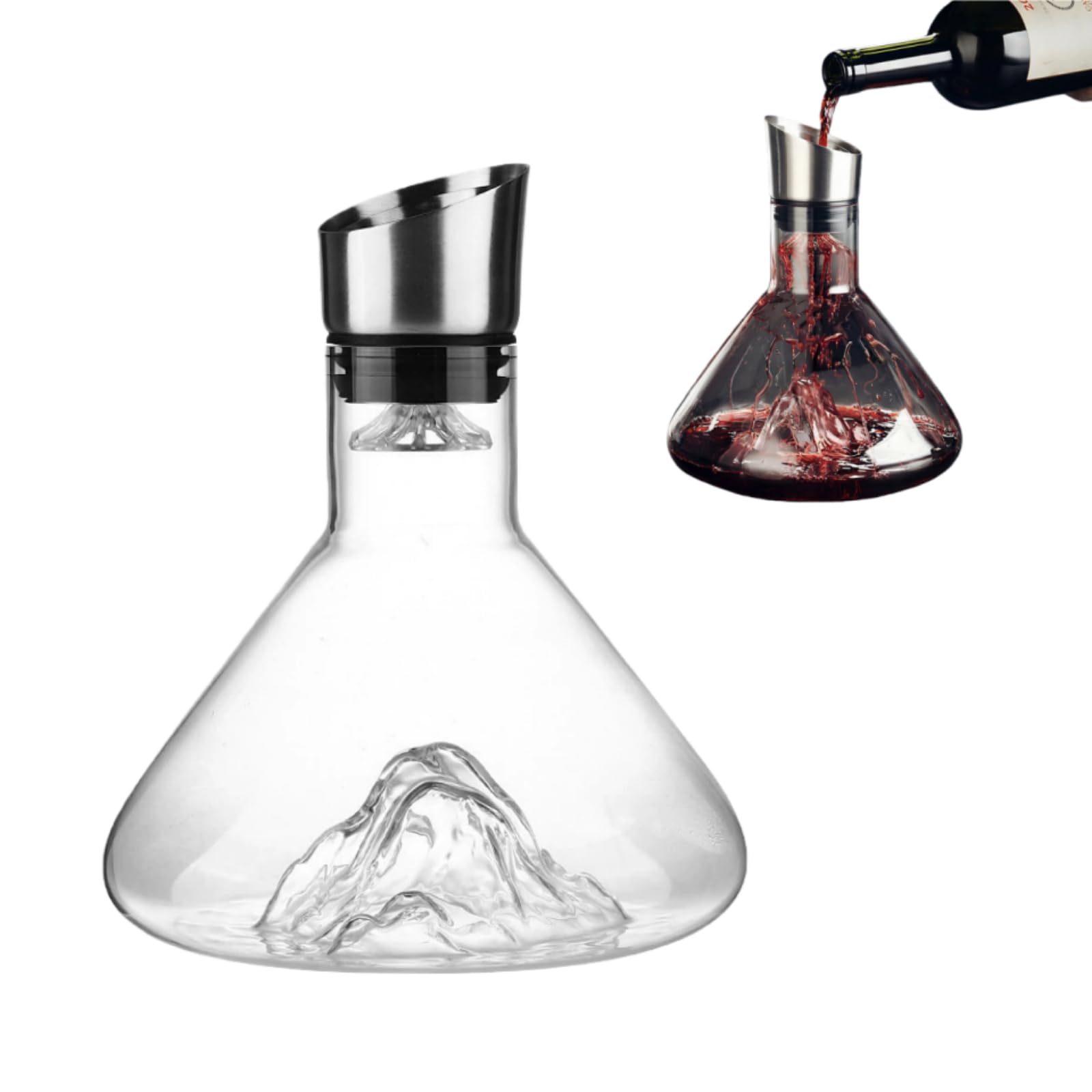 Enovio Decanter Oxyra，Decanter in Cristallo da 1,5L con Effetto Cascata e Filtro Antigoccia，Vetro soffiato a mano al 100% senza piombo，Elegante Scelta per Ristoranti, Enoteche e Regali