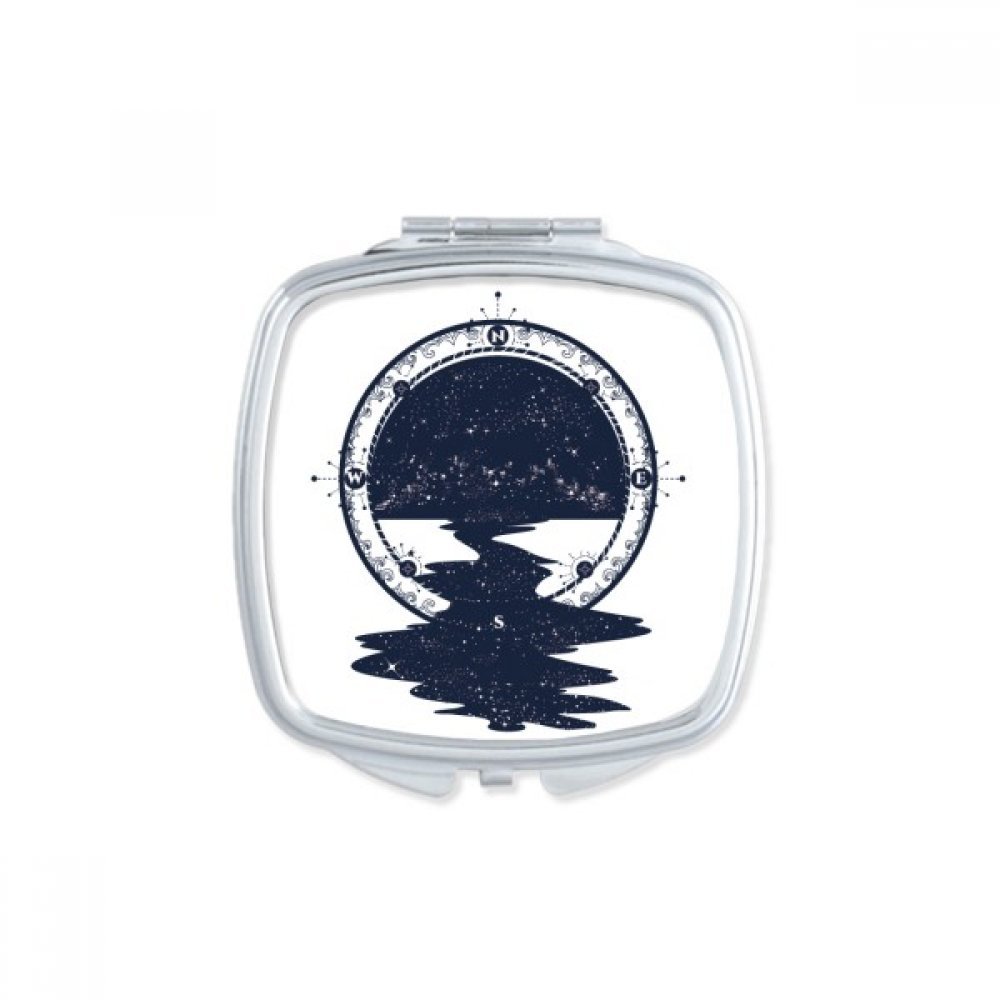 Miroir de poche carré compact avec motif de croix et yeux, miroir de maquillage coloré portatif