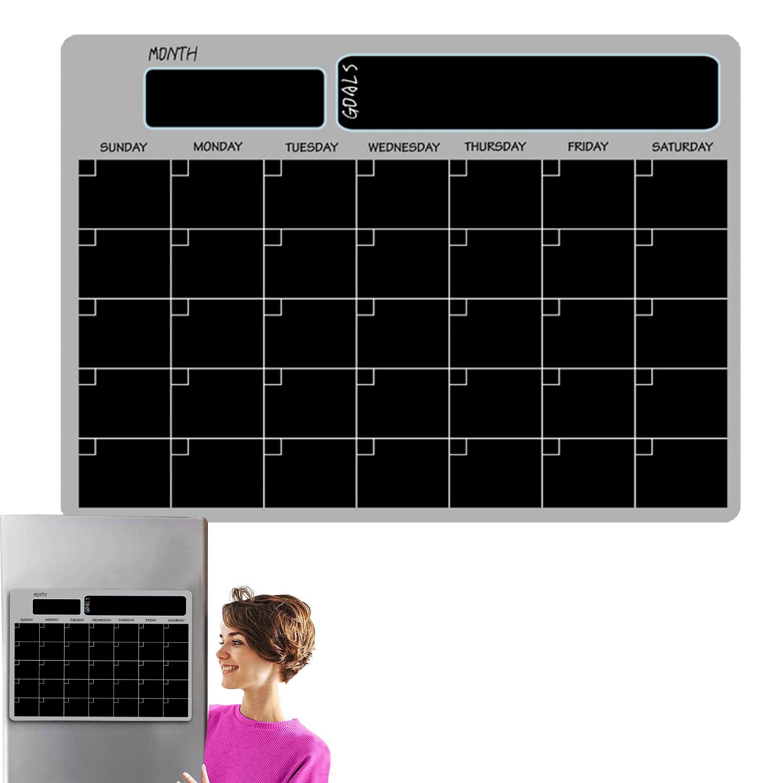 Jildouf Fridge Calendar Dry Erase Magnetic | A3 Monthly Weekly Planner Dry Erase Fridge Magnetic Calendar,16.5 x11.8in Refrigerator Sticker Message Board for Kitchen School