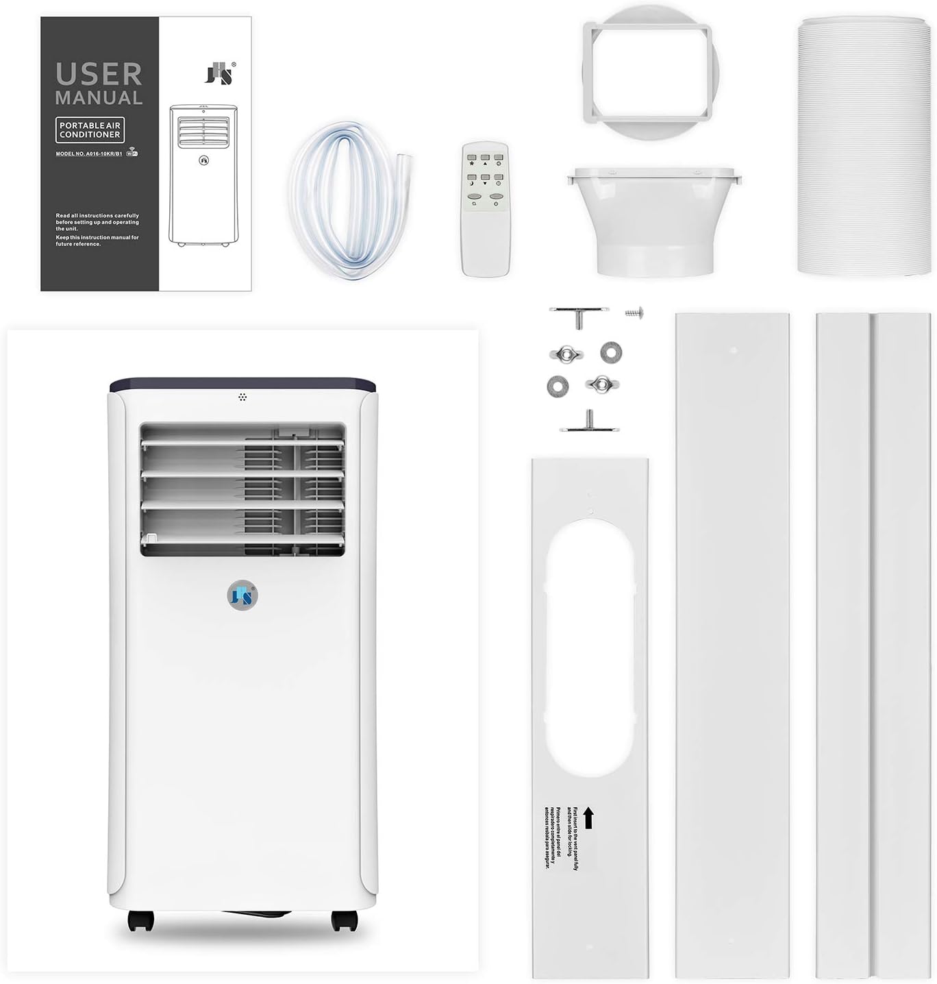 Package contents of JHS portable air conditioner