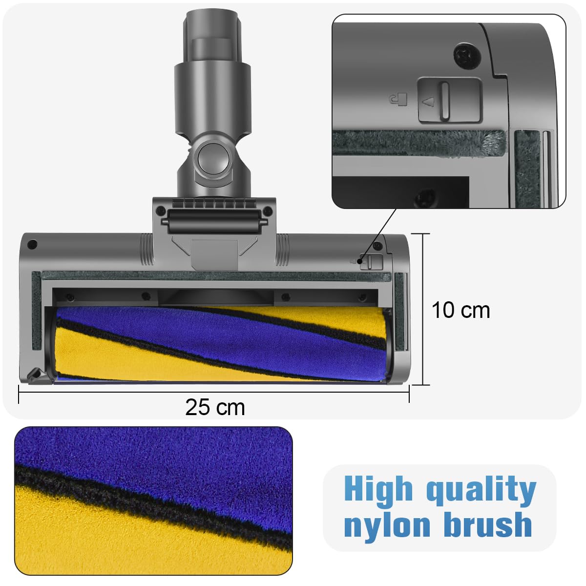 Brosse pour Dyson V10 V11 V7 V8 | Tête de Brosse à Rouleau, Lumières LED, Révèle la Poussière Invisible, Adaptée aux Planchers Durs