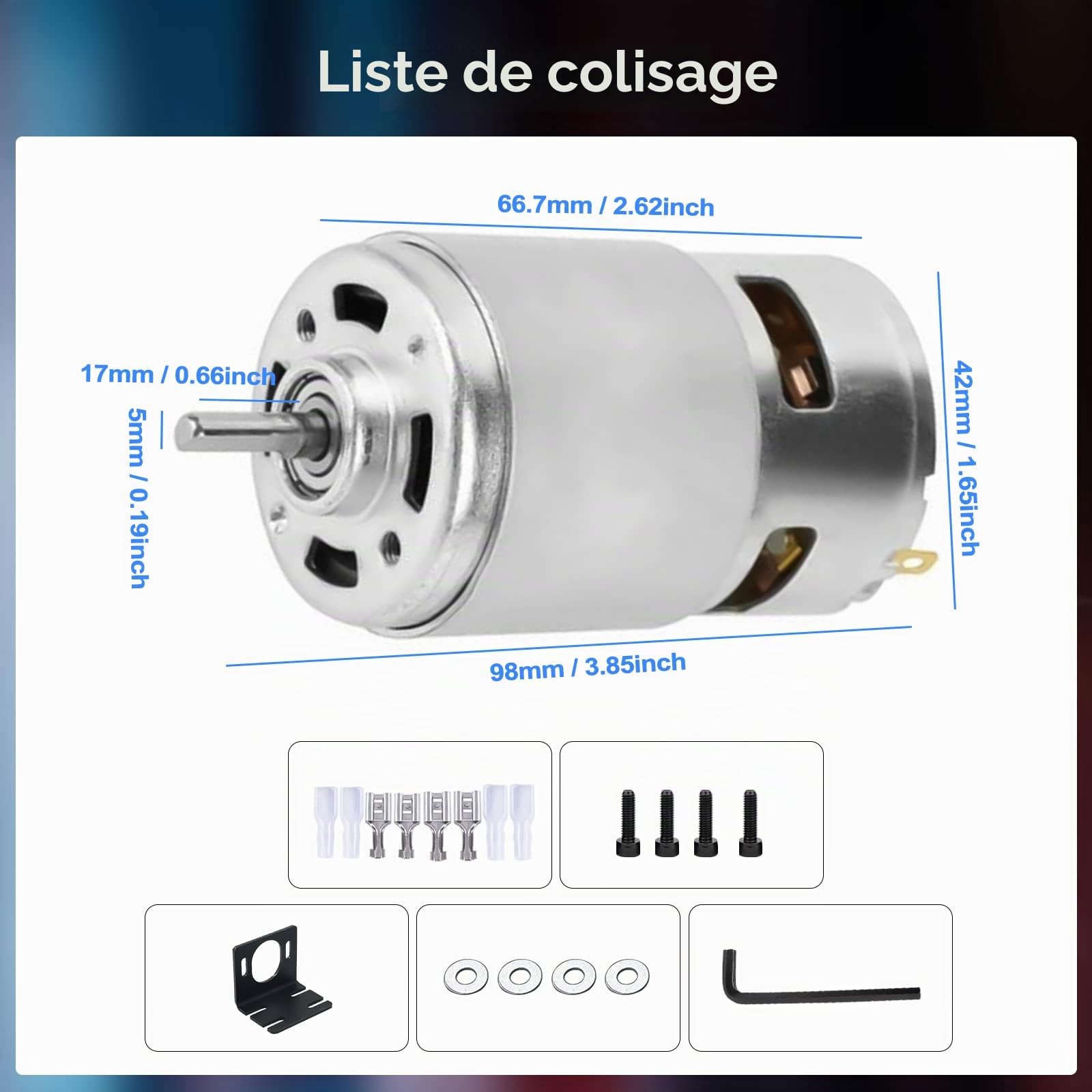 Moteur 775 CC 12 V DC Moteur DC à couple élevé Max 20 000 tr/min Double roulement à billes silencieux Moteur CC (Broche en forme de D -2pcs)