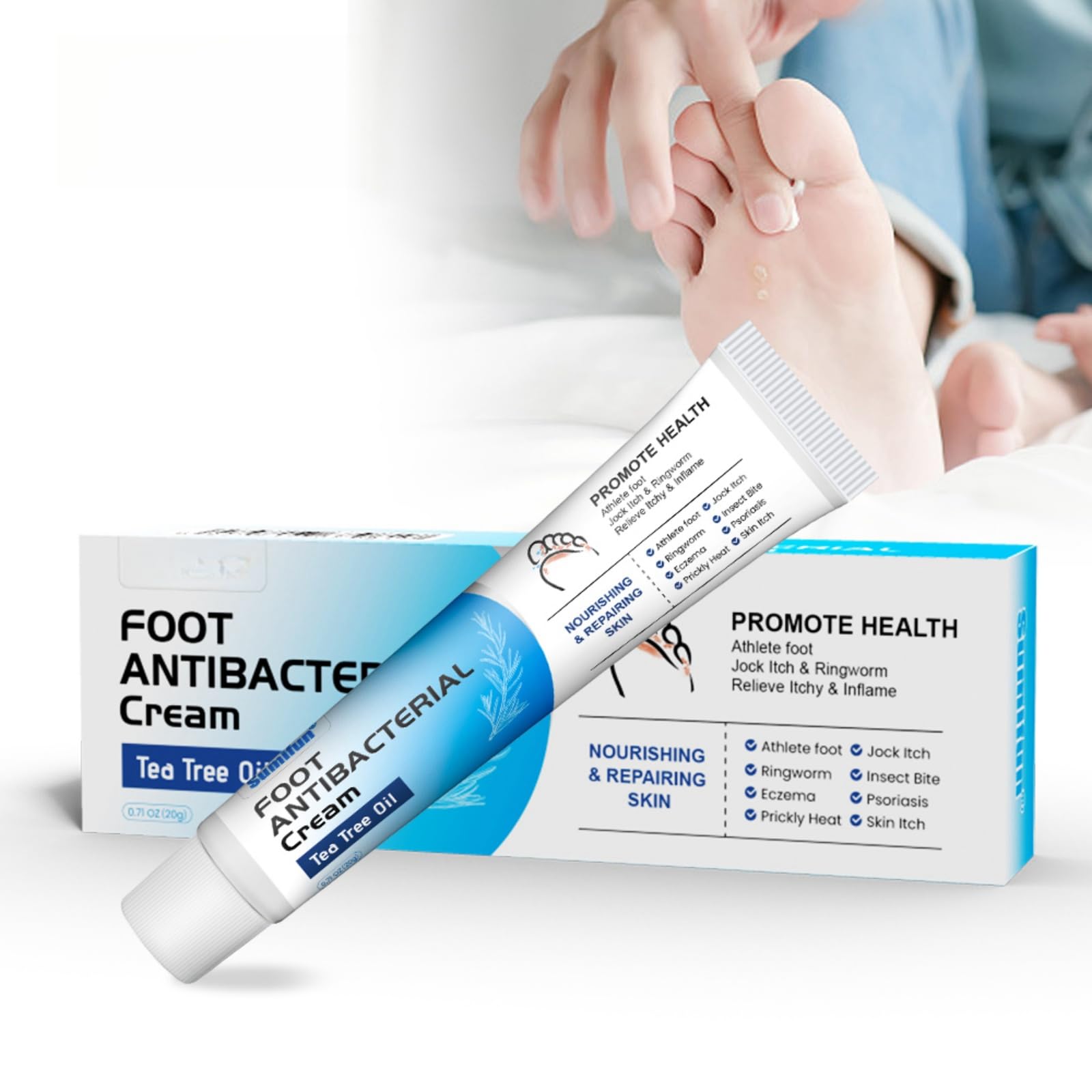 NOVOLANFoot Antibacterial Cream, 20g - Soothing Itch Relief Ointment for Feet and Legs, Hydrating Cream for Dry, Itchy, and Red, Irritated Skin, Eliminates Foot Odor and Fungal Infections, Foot Care