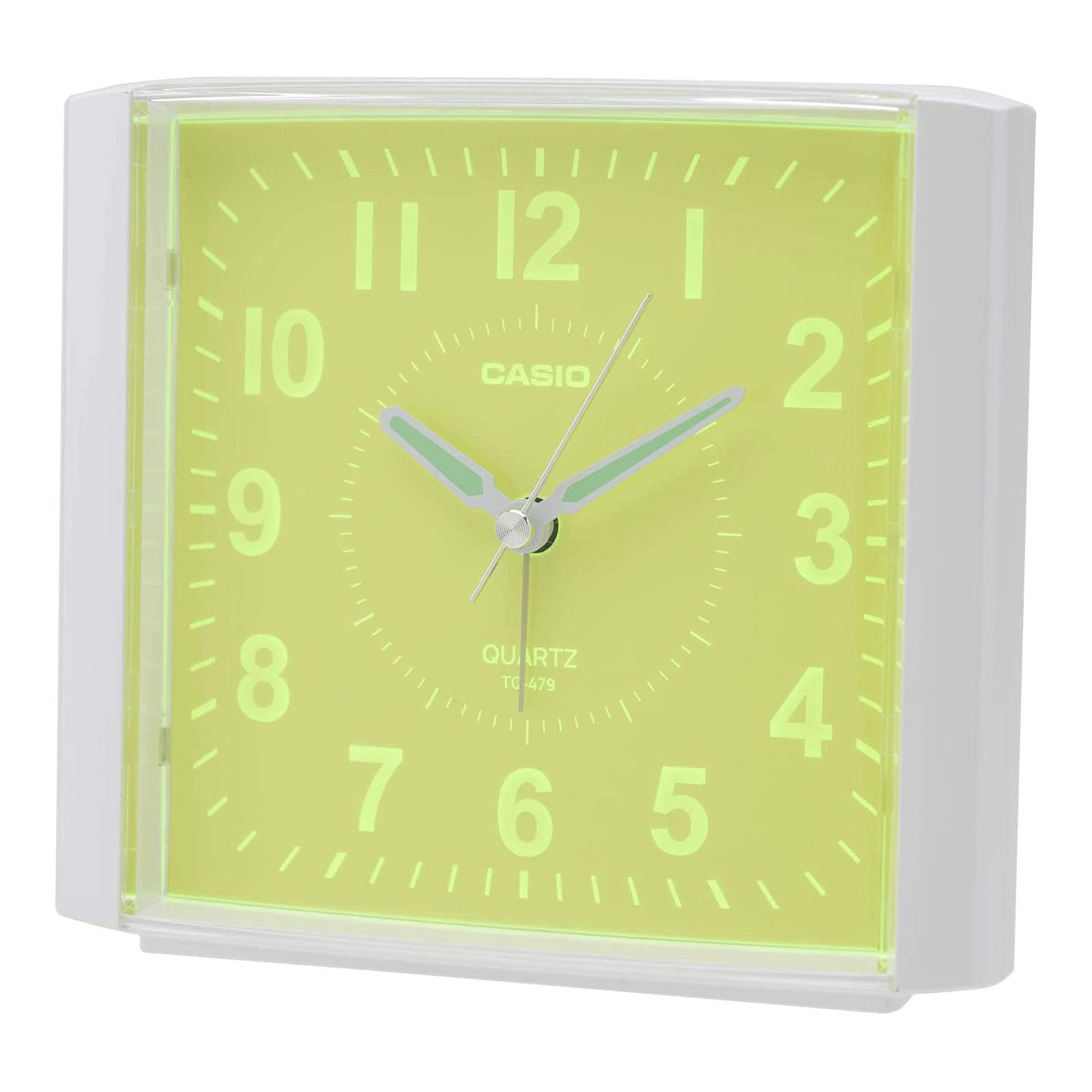 CASIO TQ-479-7JF - Reloj despertador, color blanco perla, analógico, estándar, esfera luminosa con luz de repetición