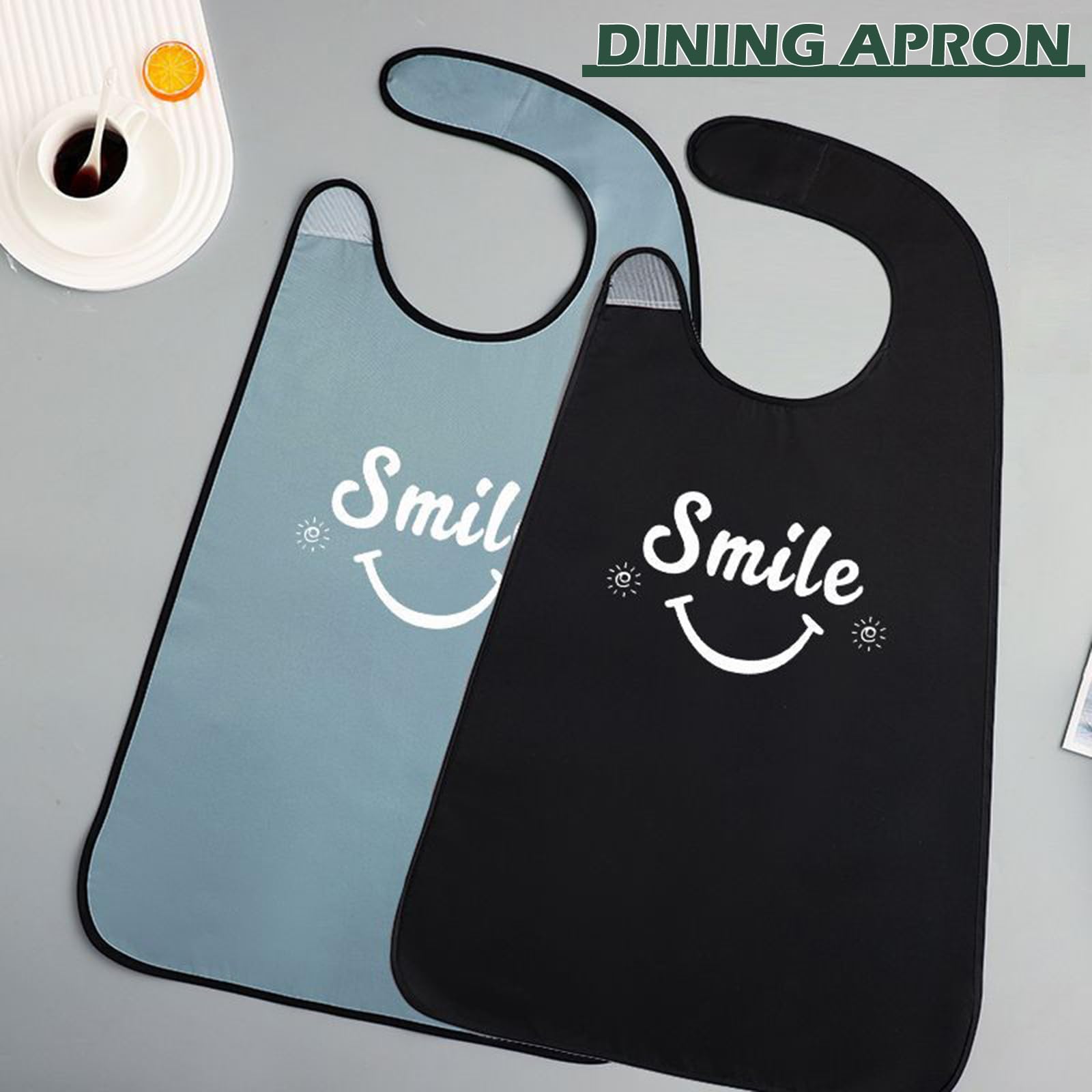 Lot de 5 bavoirs imperméables et réutilisables pour adultes avec lettres amusantes pour personnes âgées, protections lavables pour personnes âgées et handicapées (noir, rouge, vert foncé, marron, bleu
