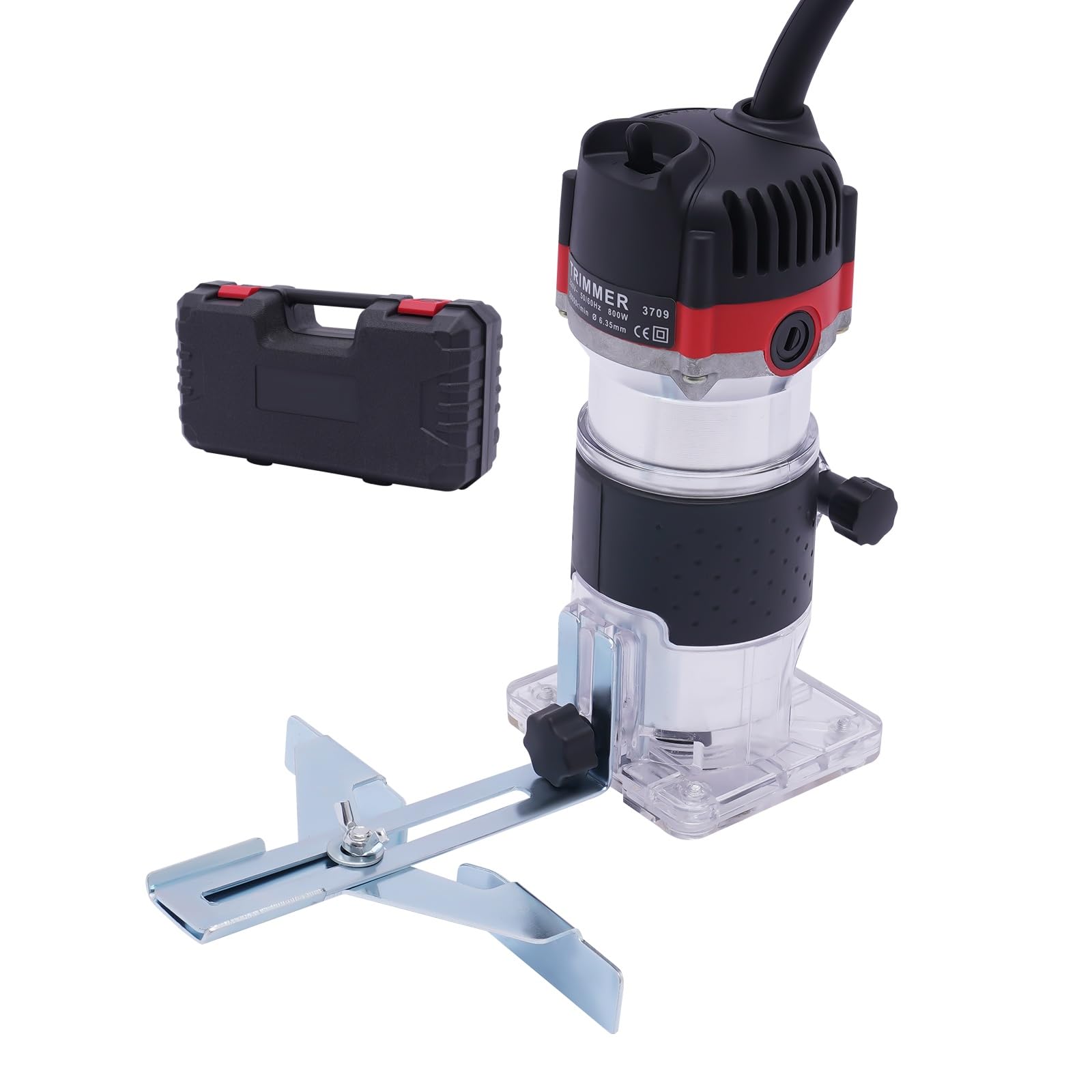 Fresa per bordi 800 W, fresatrice professionale con una sola mano, 220 V, 30000 giri/min, trimmer elettrico per legno, pannelli compositi in alluminio, con rotella di guida, attacco parallelo