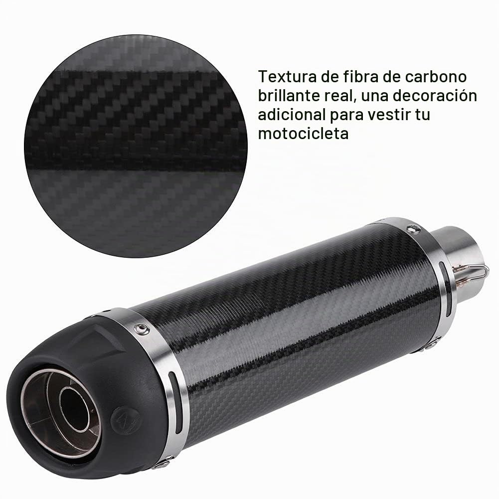 Aramox - Tubo de escape universal modificado (fibra de carbono genuina, 51 mm)