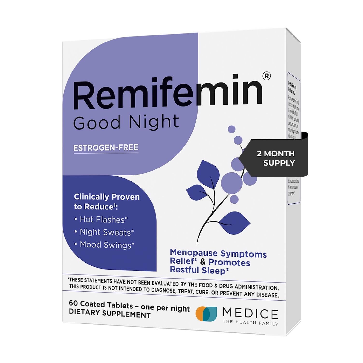 Remifemin Good Night - Menopause Symptoms Relief & Restful Sleep Support - Clinically Proven Ingredients - Menopause Supplements - Black Cohosh - Estrogen-Free - Made in Germany - 60 Tablets