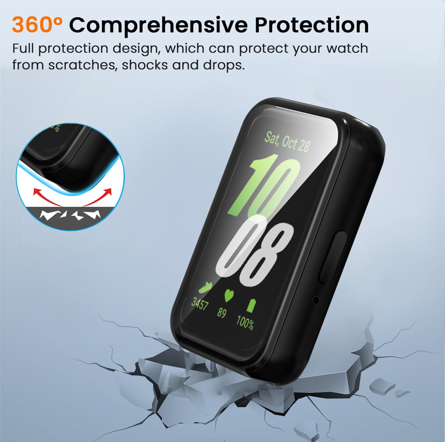 ivoler 3 sztuki etui z folią ochronną do Samsung Galaxy Fit 3, pełne pokrycie, odporne na uderzenia i zarysowania, ultracienkie, miękkie etui ochronne z termoplastycznego poliuretanu (TPU), czarne