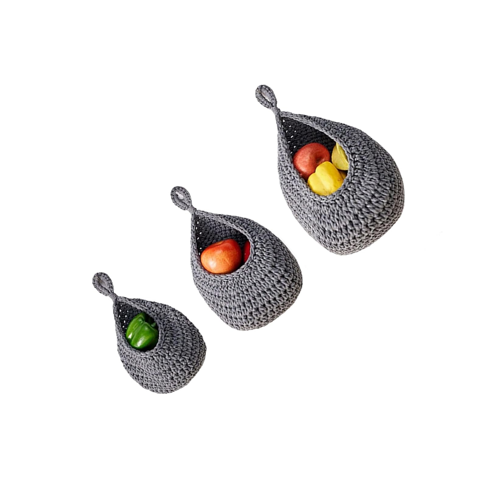 Sustainable Rope Storage Net in 3 Sizes Ideal for Organizing Vegetables Keys and Small Belongings Decorative Wall Hanging Holder Crafted From Sturdy Rope Perfect for Produce Snacks Belongings