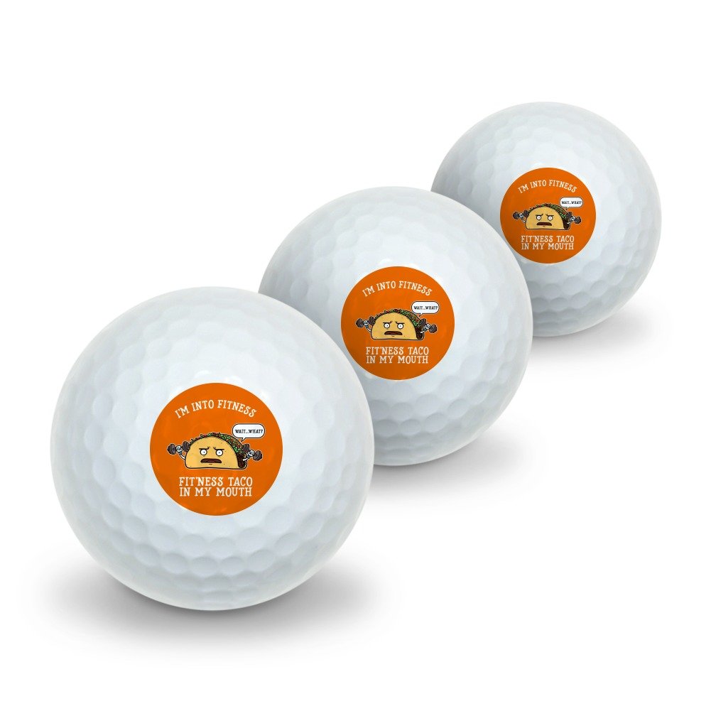 GRAPHICS & MORE I'm Into Fitness Fit'ness Taco in My Mouth Funny Novelty Golf Balls 3 Pack