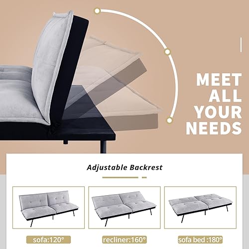 Miniatura 3 de IULULU Sofá cama tipo futón, moderno, convertible, sin brazos, para estudio, apartamento, oficina, espacio pequeño, sala de estar compacta, color