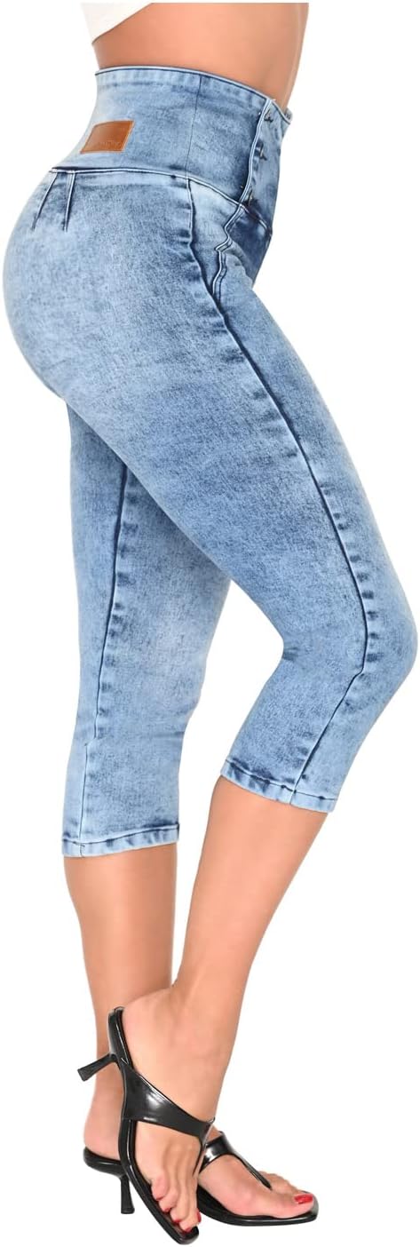 LOWLA Colombian Butt Lifting Capri Jeans for Women Pantalones Colombianos Levanta Cola