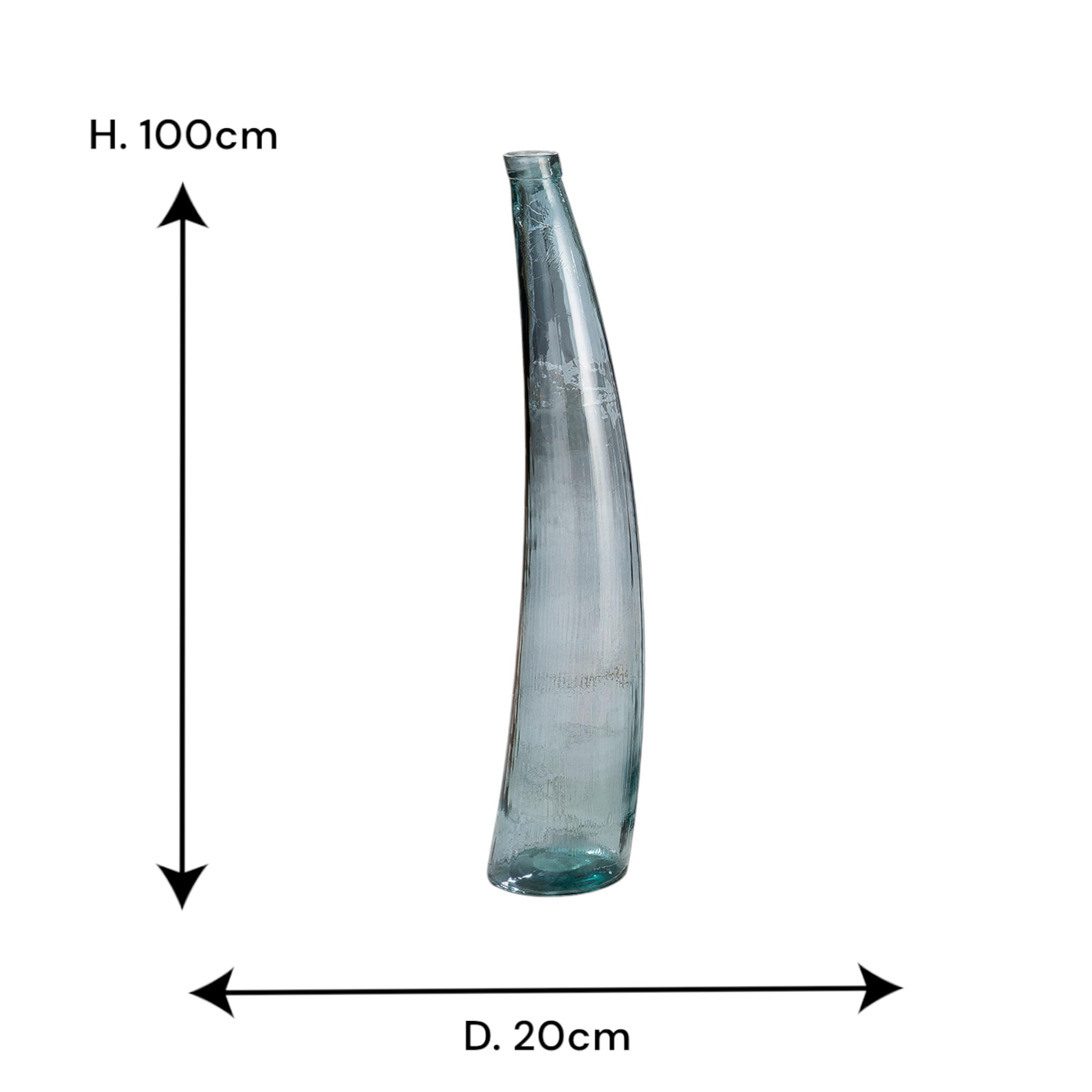 GILDE Vase Corno Petrol aus recyceltem Glas Europäische Herstellung H: 100 cm Ø 20 cm 39198