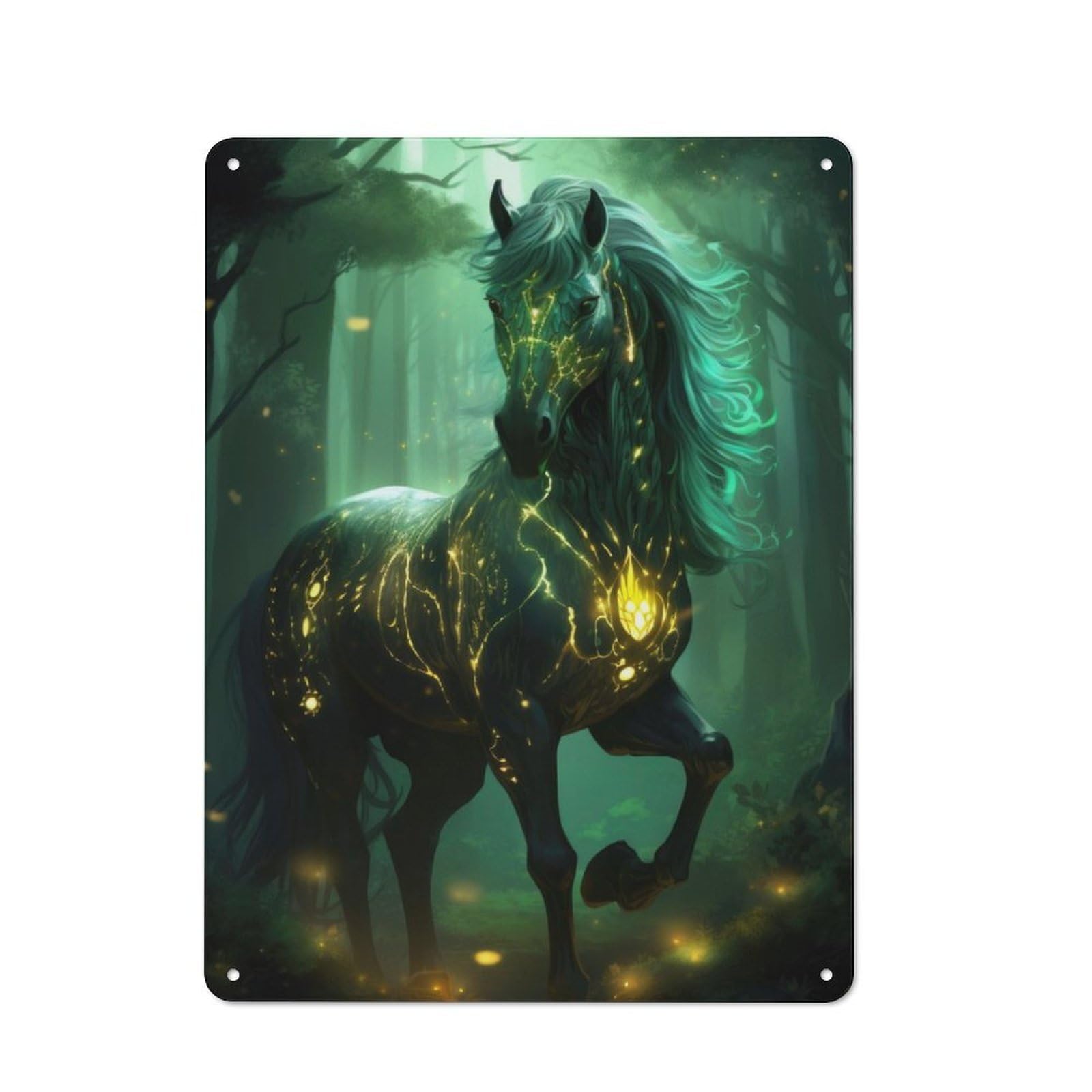 Junmoney Magic Forest Horse Tin Wall Plaque 40X30cm With For Guest Room Or Hallway, For Metal Sign Collectors, For Garage And Workshop Walls