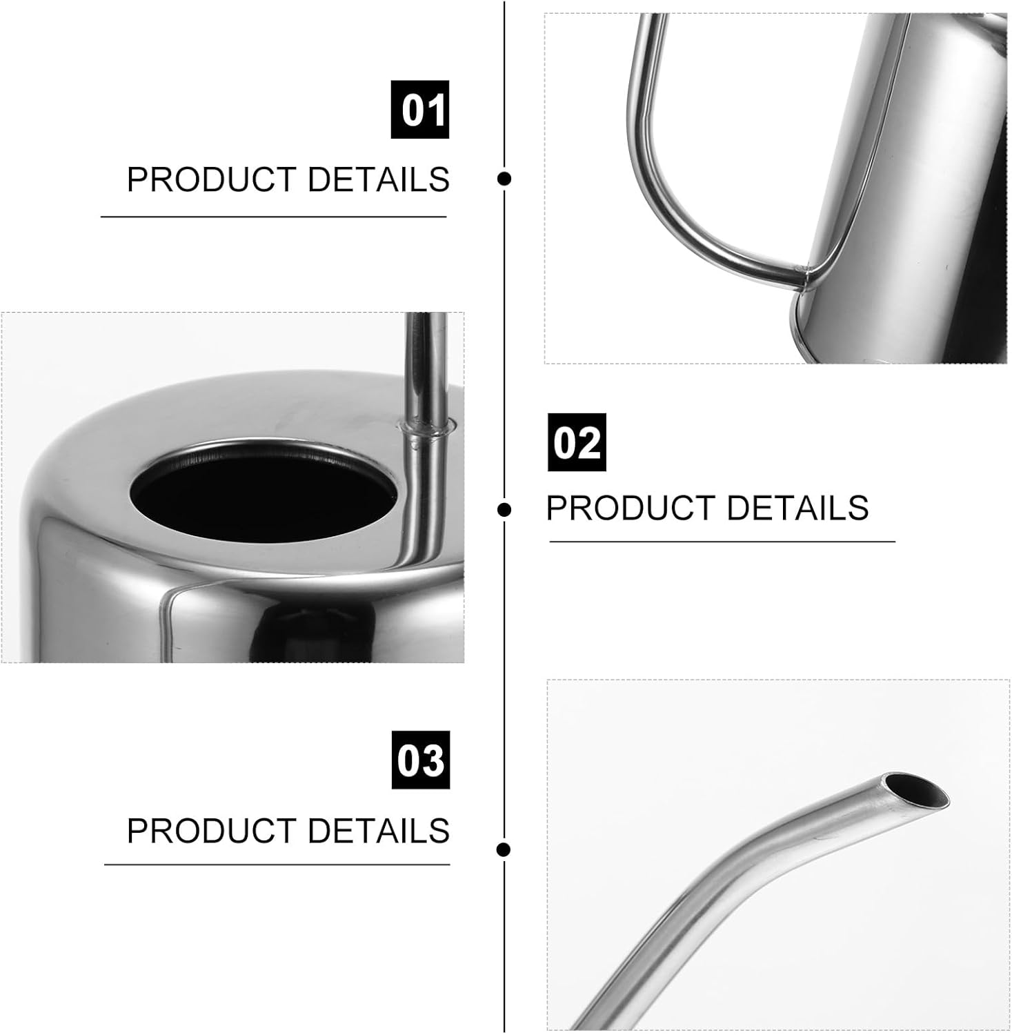 Uonlytech 5l Stainless Steel Long Spout Watering Can Garden Tool for Indoor and Outdoor Plants with Sturdy Handheld Watering Kettle