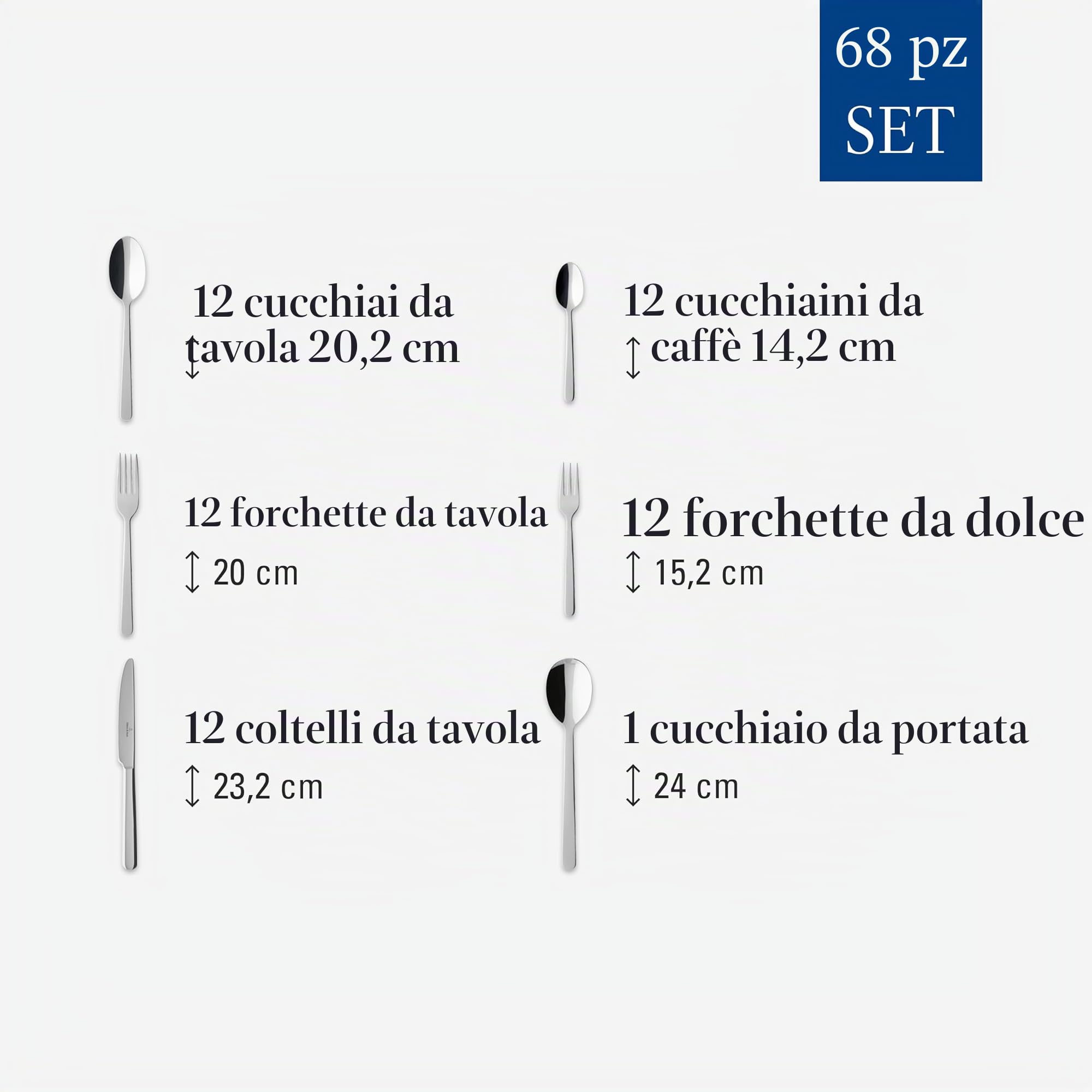 Villeroy & Boch Louis Posate da Tavola per 12 Persone, Acciaio Inox, 68 Pezzi