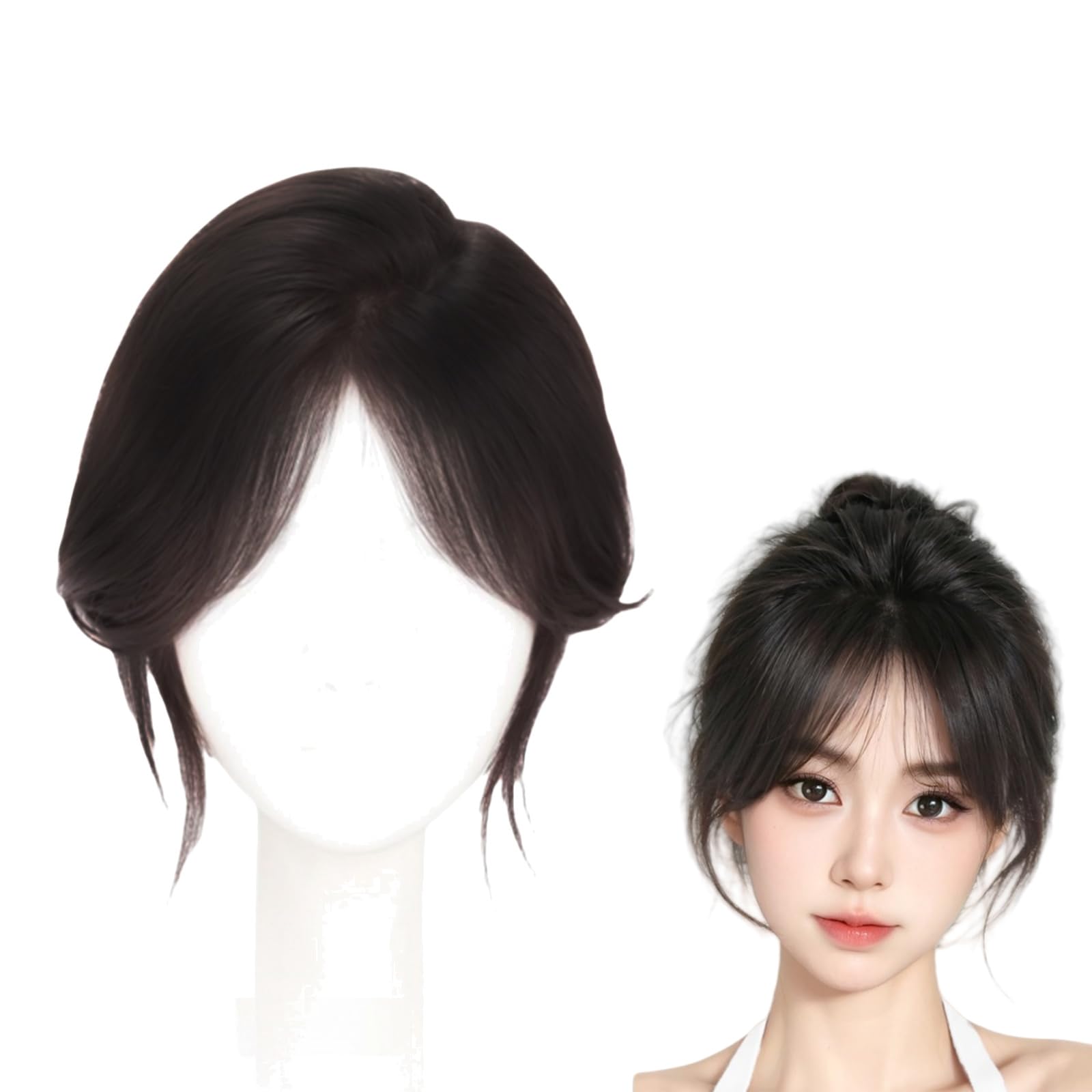 Natural black,10 inch,Xytraiihw Flequillo Con Clip De Cabello Humano Para Mujeres, Flequillo Natural 100% De Cabello Humano, Flequillo Con Clip De Una Pieza Para Uso Diario De Mujeres