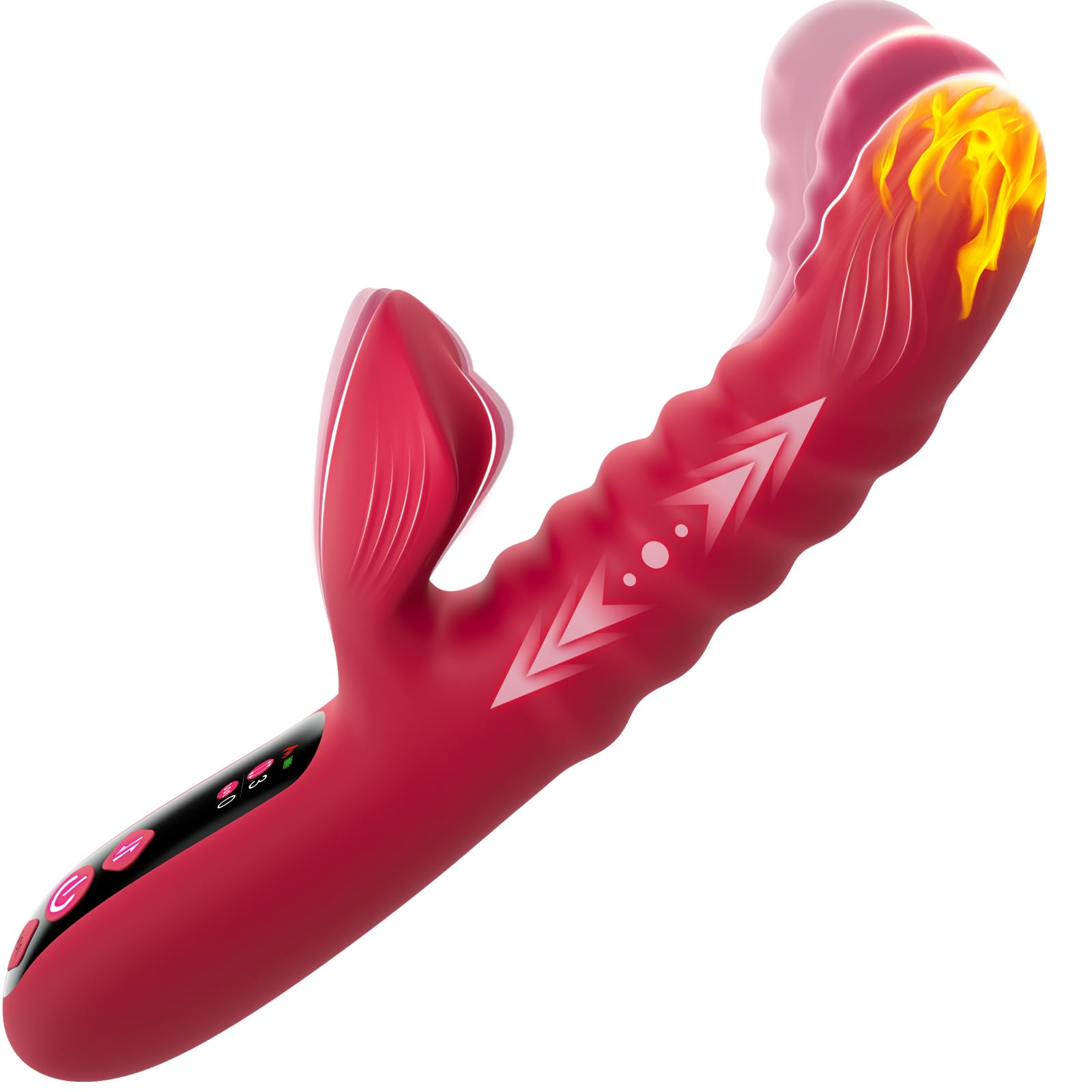 Vibrador con empuje para mujeres, YeeSexDo 4 EN 1 Estimulador del punto G y del clítoris con 10 modos, potente vibración oscilante y calentamiento inteligente, vibrador con LED